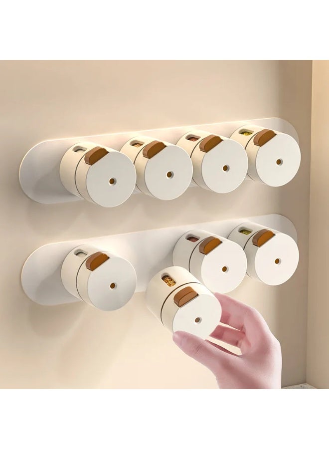 Ensemble de 4 pots à épices magnétiques muraux en acier inoxydable pour le rangement de la cuisine - Image 1